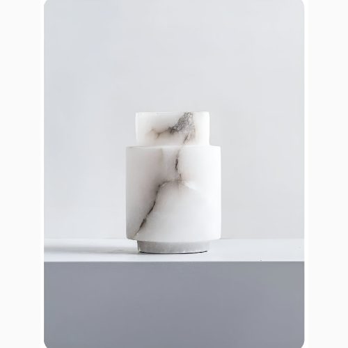 MIRODEMI® Modern Scandinavian Natural Marble White Vase For Living Room, Dining Room, Bedroom