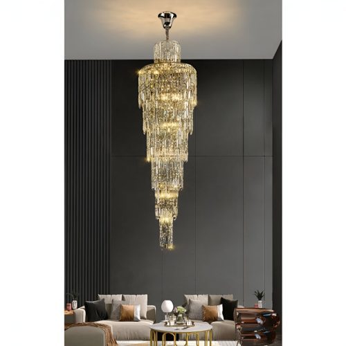 MIRODEMI Moneglia spiral gold crystal chandelier for dining room