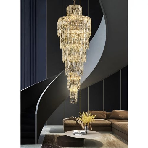 MIRODEMI Moneglia spiral gold crystal chandelier for living room