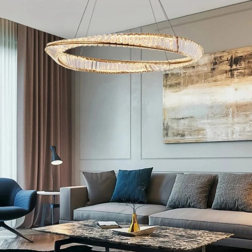 MIRODEMI® Monthey | Modern Gold Crystal Light for Living Room