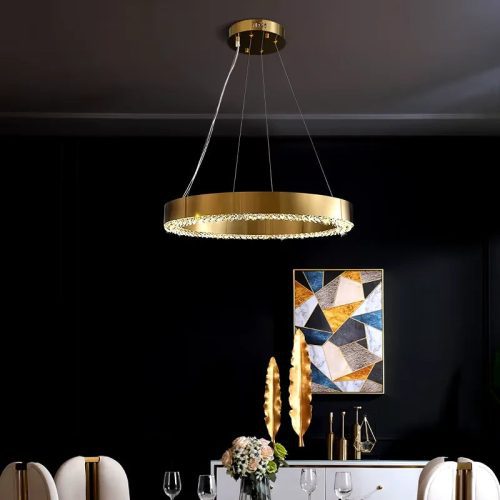 MIRODEMI® Morges | Gold Crystal Round Chandelier for Dining Room Living Room Bedroom Kitchen Island  Bar