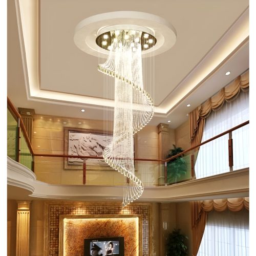 MIRODEMI Mougins hic Spiral Crystal Ceiling Led Chandelier For Hall