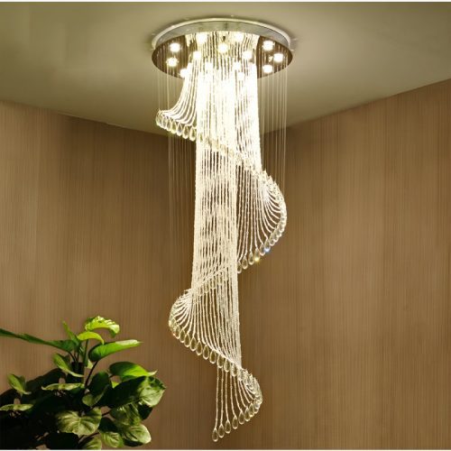 MIRODEMI Mougins hic Spiral Crystal Ceiling Led Chandelier For Living Room