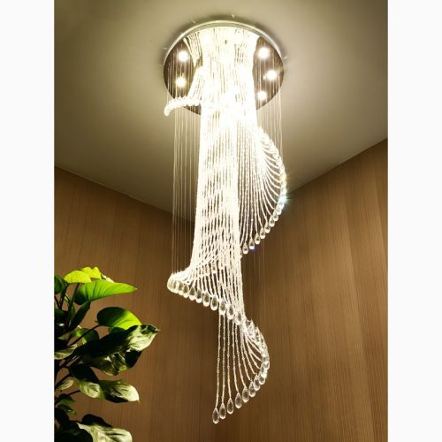 MIRODEMI Mougins hic Spiral Crystal Ceiling Led Gold Chandelier For Hall