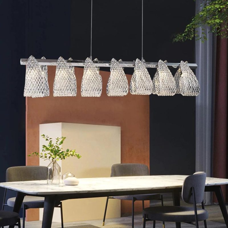 MIRODEMI® Muri bei Bern | Modern Silver Glass Light Fixture for Dining Room