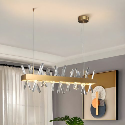 MIRODEMI Ninove Gold Rectangle Perfect Chandelier for Dining Room Kitchen