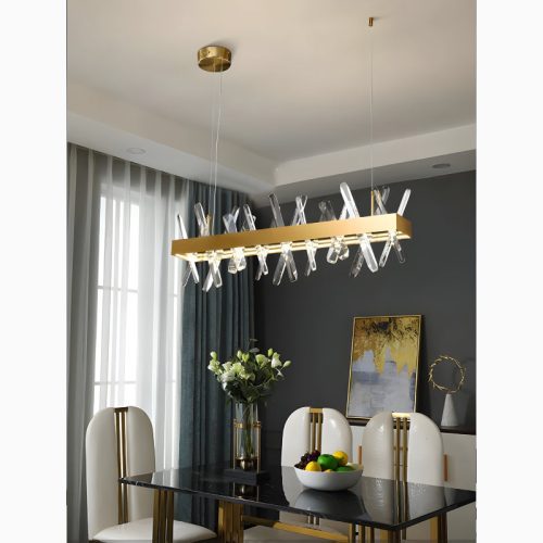 MIRODEMI Ninove Gold Rectangle Perfect Chandelier for Dining Room Kitchen Island