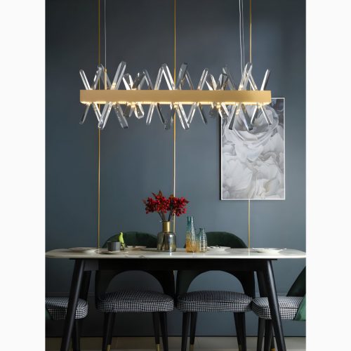 MIRODEMI Ninove Gold Rectangle Perfect Chandelier for Living Room