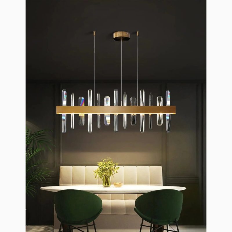 MIRODEMI Nivelles Rectangle Gold Chandelier Crystal Chandelier for Living Room