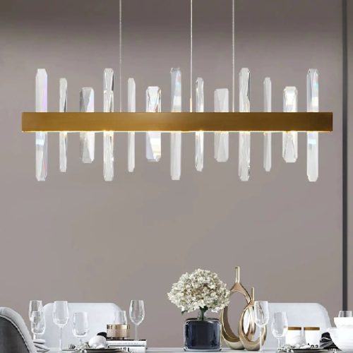 MIRODEMI Nivelles Rectangle Gold Perfect Crystal Chandelier for Living Room