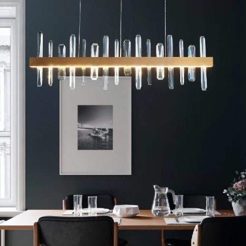 MIRODEMI Nivelles Rectangle Luxurious Gold Crystal Chandelier for Living Room