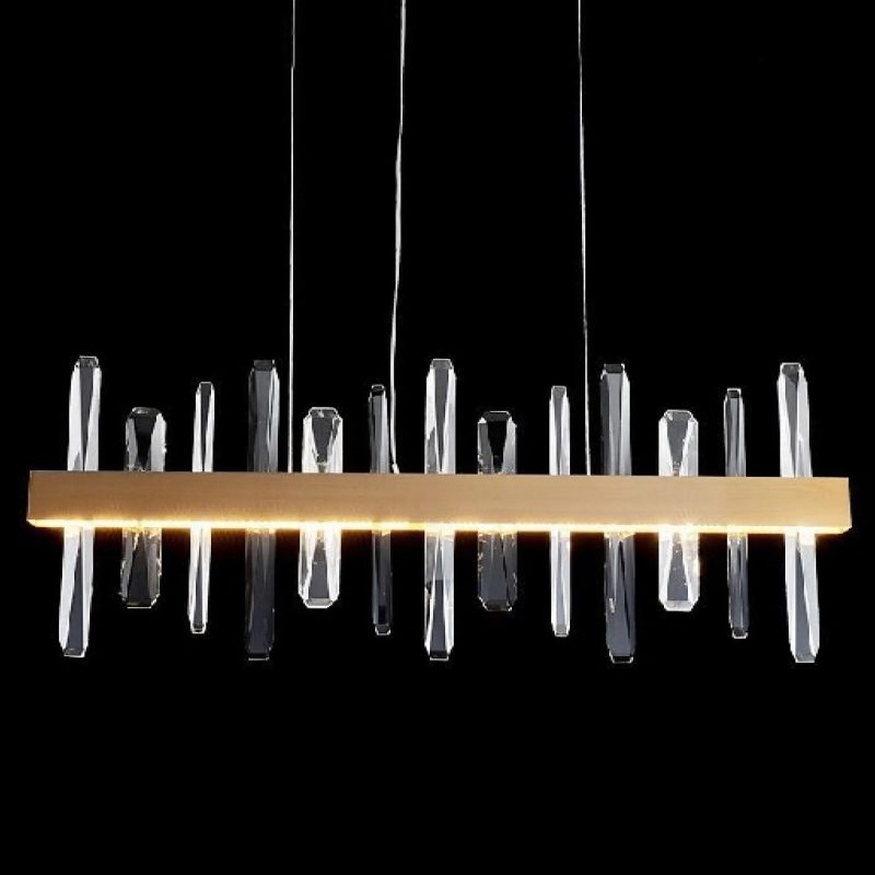 MIRODEMI Nivelles Rectangle Wonderful Gold Crystal Chandelier for Living Room