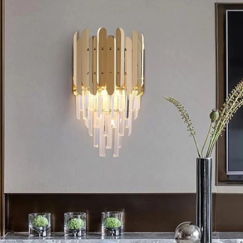 MIRODEMI Oder Modern Golden Crystal Wall Lamp