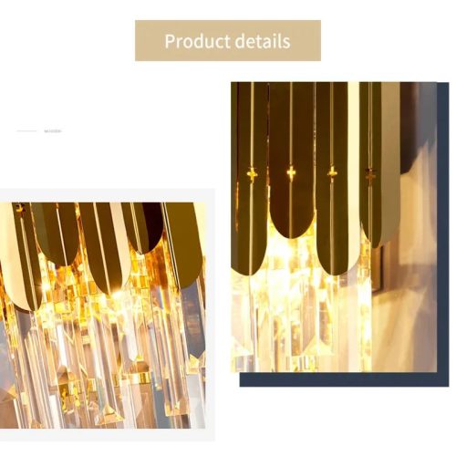 MIRODEMI Oder Modern Golden Crystal Wall Lamp for Living Room Bedroom Home Details