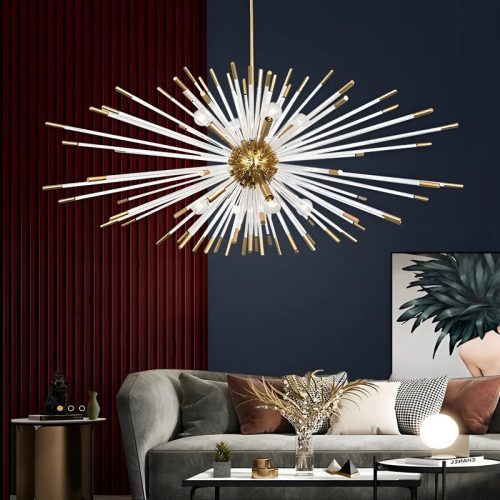 MIRODEMI Oletta Dandelion Shaped LED Gold Chandelier For Living Room cdd8aee6 1ff4 4843 8036 3fb94754c516