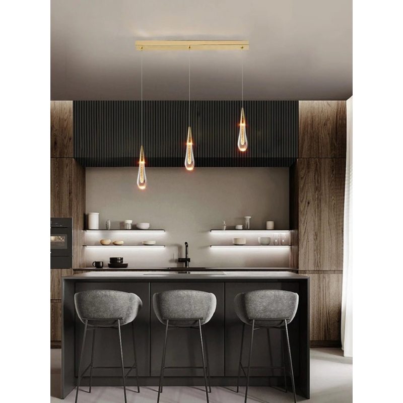 MIRODEMI Orta San Giulio | Hanging Crystal Lamp for Living Room 3 Lights / Warm Light / Dimmable