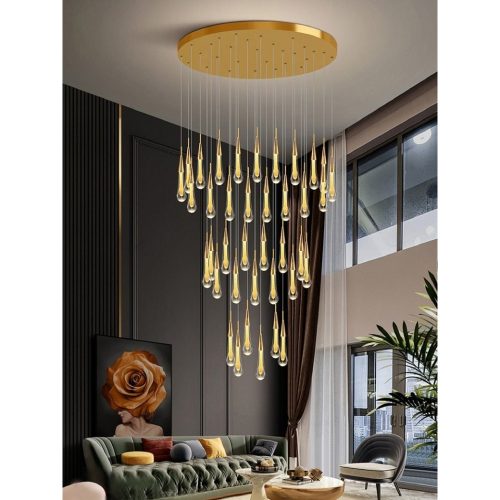 MIRODEMI Orta San Giulio | Hanging Crystal Lamp for Living Room 36 Lights (freely) / Warm Light / Dimmable