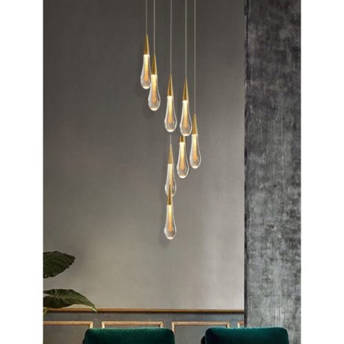 MIRODEMI Orta San Giulio | Hanging Crystal Lamp for Living Room 18 Lights (freely) / Warm Light / Dimmable