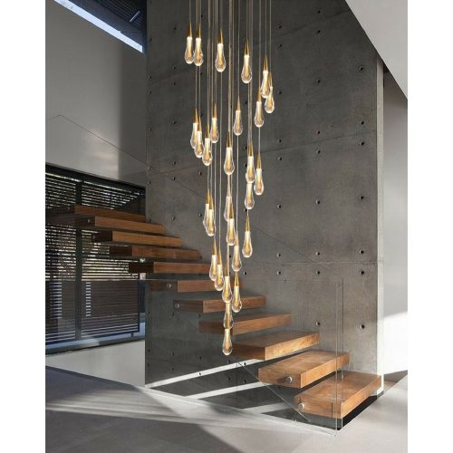 MIRODEMI Orta San Giulio | Hanging Crystal Lamp for Living Room 36 Lights (spiral) / Warm Light / Dimmable