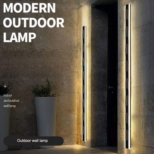 MIRODEMI Outdoor Black Waterproof Aluminum Long LED Wall Lamp with Remote For Garden Outdoor Backyard