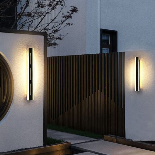 MIRODEMI Outdoor Black Waterproof Aluminum Long LED Wall Lamp with Remote For Garden Outdoor Countryside Home