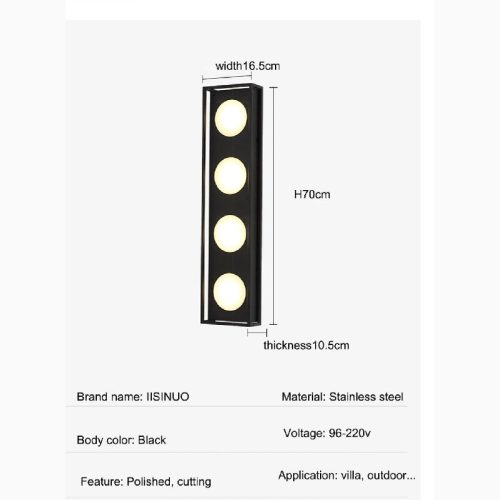 MIRODEMI Outdoor Black Waterproof High LED Stainless Steel Wall Lamp