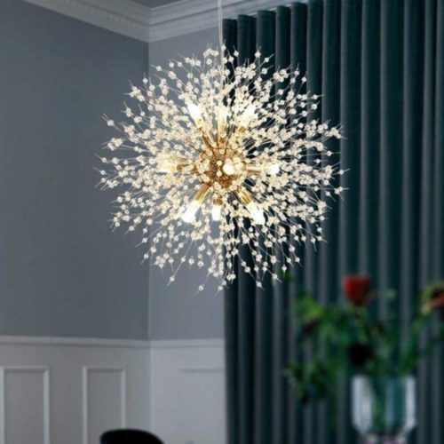 MIRODEMI Piani Crixia LED Dandelion Gold Chrome Crystal Chandelier For Living Room