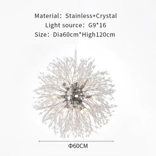 MIRODEMI® Piani Crixia | LED Dandelion-shaped Gold Crystal Chandelier