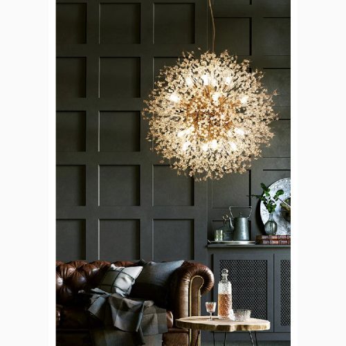 MIRODEMI Piani Crixia LED Dandelion shaped Gold Chrome Chandelier For Living Room