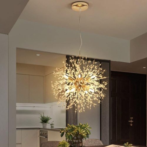 MIRODEMI Piani Crixia LED Dandelion shaped Gold Chrome Crystal Chandelier For Living Room