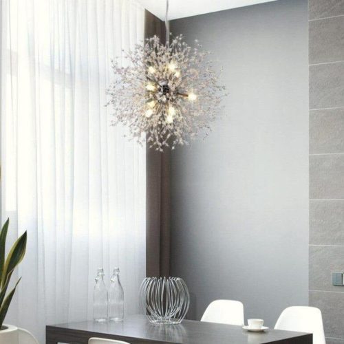 MIRODEMI Piani Crixia LED Dandelion shaped Gold Chrome Crystal Chandelier For Room