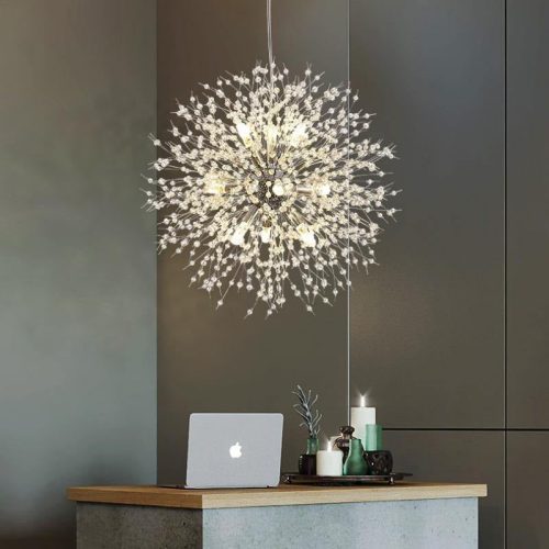 MIRODEMI Piani Crixia LED Dandelion shaped Gold Crystal Chandelier For Living Room