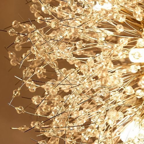 MIRODEMI Piani Crixia LED Dandelion shaped Gold Crystal Chandelier For Living Room Light