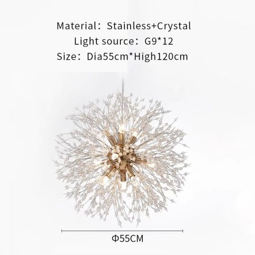 MIRODEMI® Piani Crixia | LED Dandelion-shaped Gold Crystal Chandelier