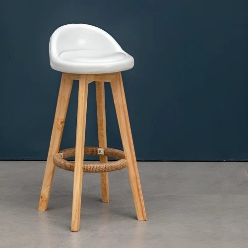 MIRODEMI® Retro-Styled Rotating High Bar Stool Made of Solid Wood image | luxury furniture | luxury bar stools | wooden stools