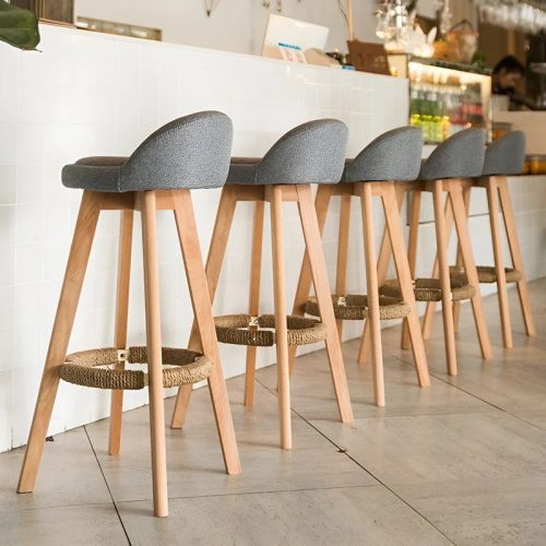 MIRODEMI Retro Styled Rotating High Bar Stool Made of Solid Wood for Living Room Dining Room Kitchen Island Restaurant Bar