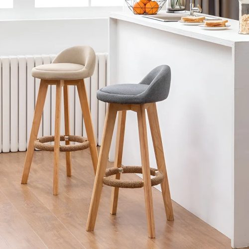 MIRODEMI Retro Styled Rotating High Bar Stool Made of Solid Wood for Living Room Dining Room Kitchen Island Restaurant Bar Home