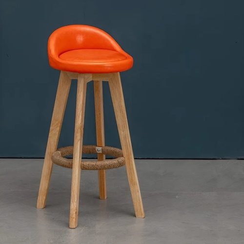 MIRODEMI Retro Styled Rotating High Bar Stool Made of Solid Wood for Living Room Dining Room Kitchen Restaurant Colors