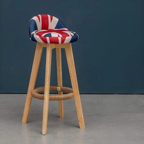 MIRODEMI® Retro-Styled Rotating High Bar Stool Made of Solid Wood image | luxury furniture | luxury bar stools | wooden stools