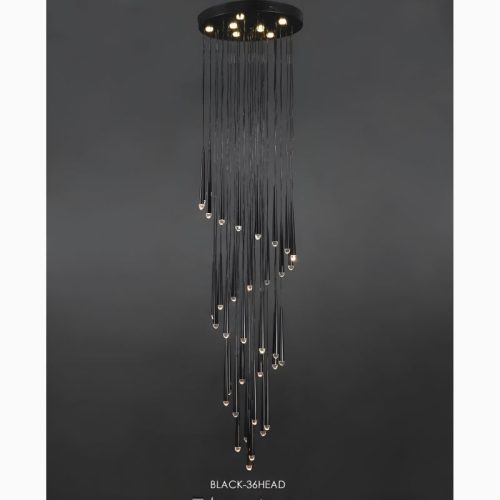 MIRODEMI Rimplas Stylish Minimalistic Long Black Ceiling Chandelier