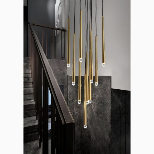 MIRODEMI Rimplas Stylish Minimalistic Long Gold Ceiling Chandelier