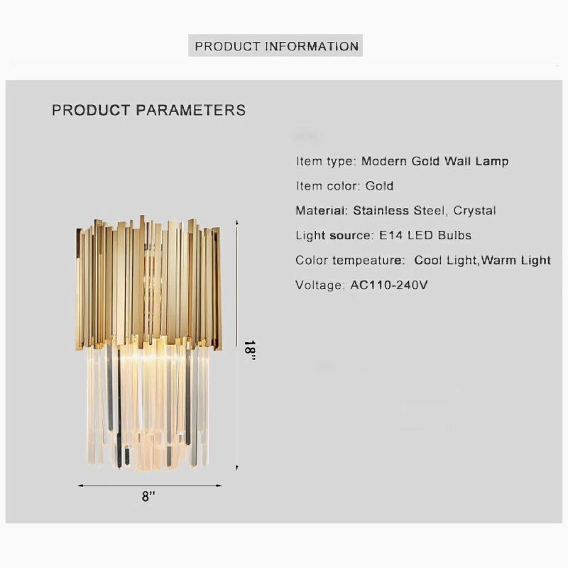 MIRODEMI Roquesteron Grasse Sophisticated Gold Silver LED Wall Sconce