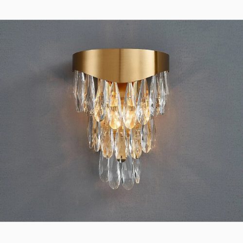 MIRODEMI Roubion Glamorous Raindrop Gold Crystal Wall Sconce