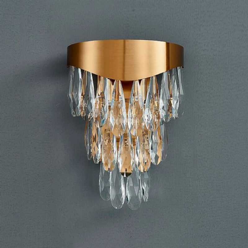 MIRODEMI® Roubion | Luxury Raindrops Gold Crystal Wall Sconce | wall light | wall lamp