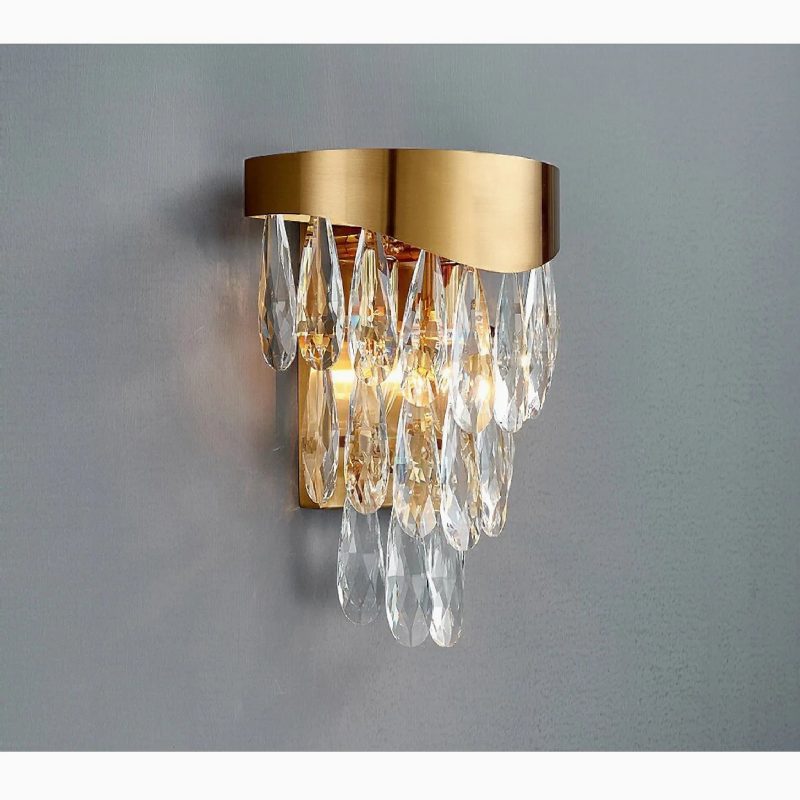 MIRODEMI Roubion Majestic Gold Raindrop Crystal Wall Light