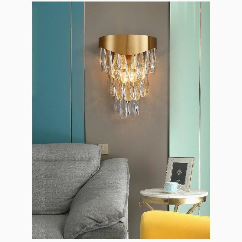 MIRODEMI Roubion Opulent Gold Raindrop Crystal Wall Light