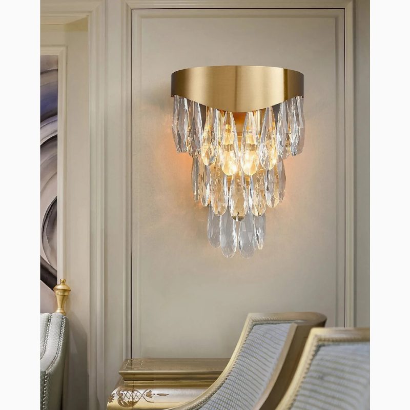 MIRODEMI Roubion Refined Gold Raindrop Crystal Wall Light