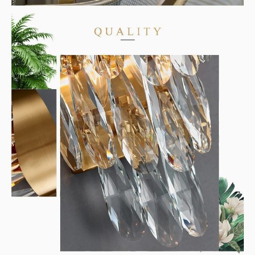 MIRODEMI Roubion Stylish Raindrop Gold Crystal Wall Lamp