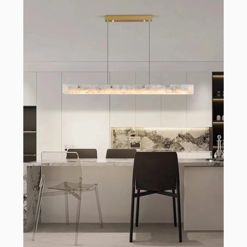 MIRODEMI Safenwil Lux Modern Marble Rectangle Chandelier for Kitchen