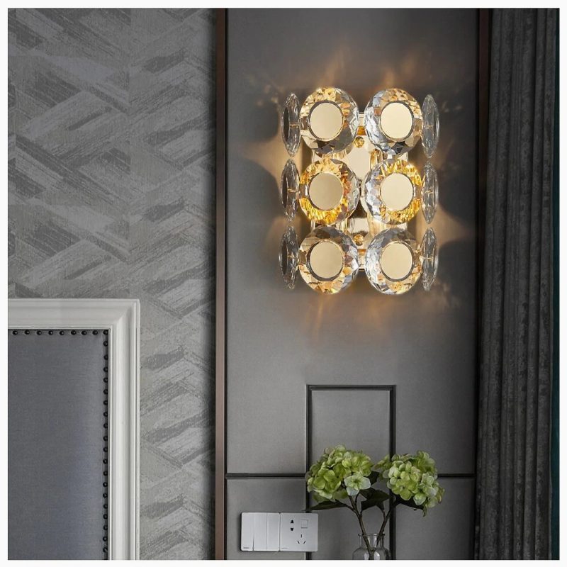 MIRODEMI Saint Blaise Chic Gold Oval Modern Crystal Wall Sconce